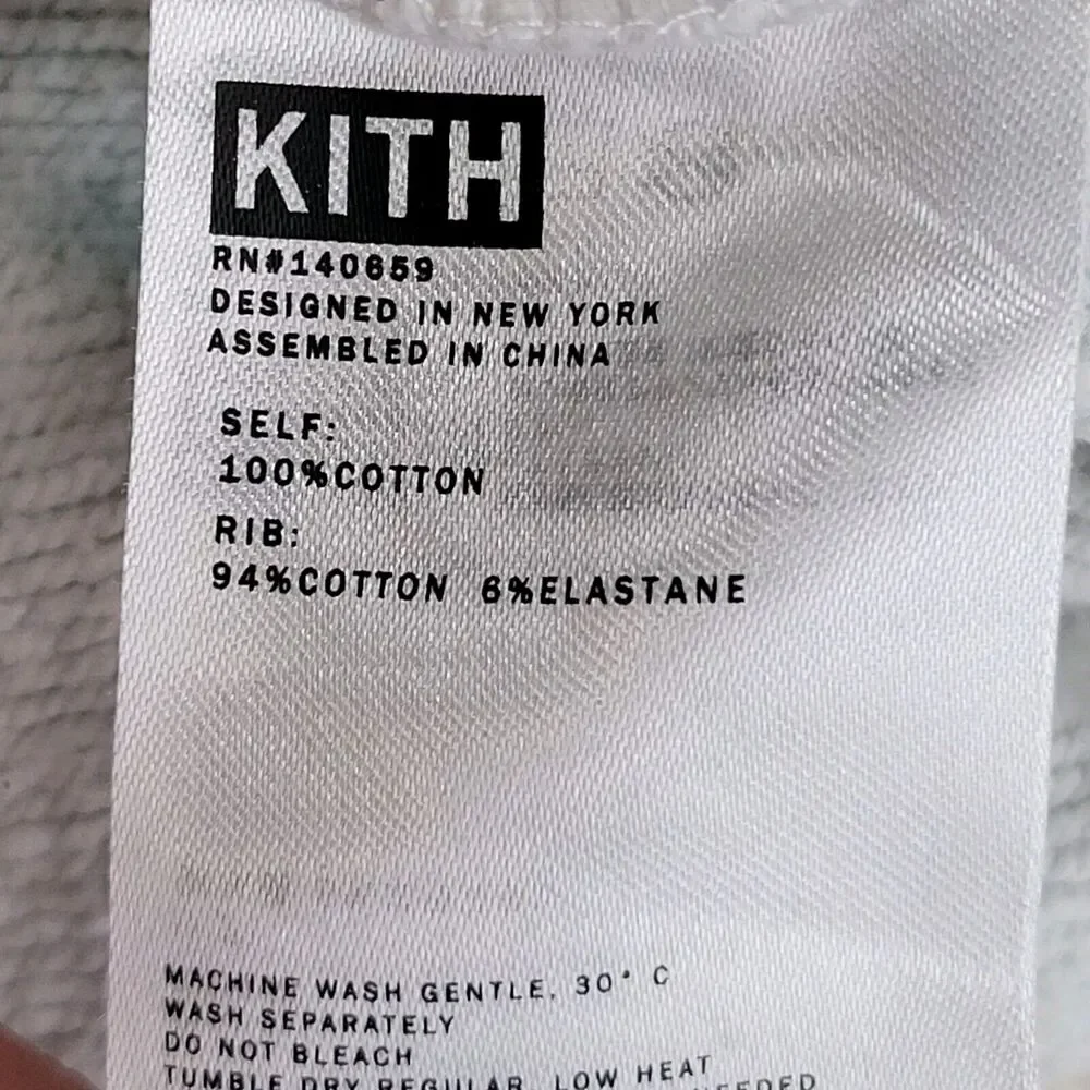 KITH Pullover Hooded Sweatshirt Men Small White Turquoise Blue Watercolor Subtle